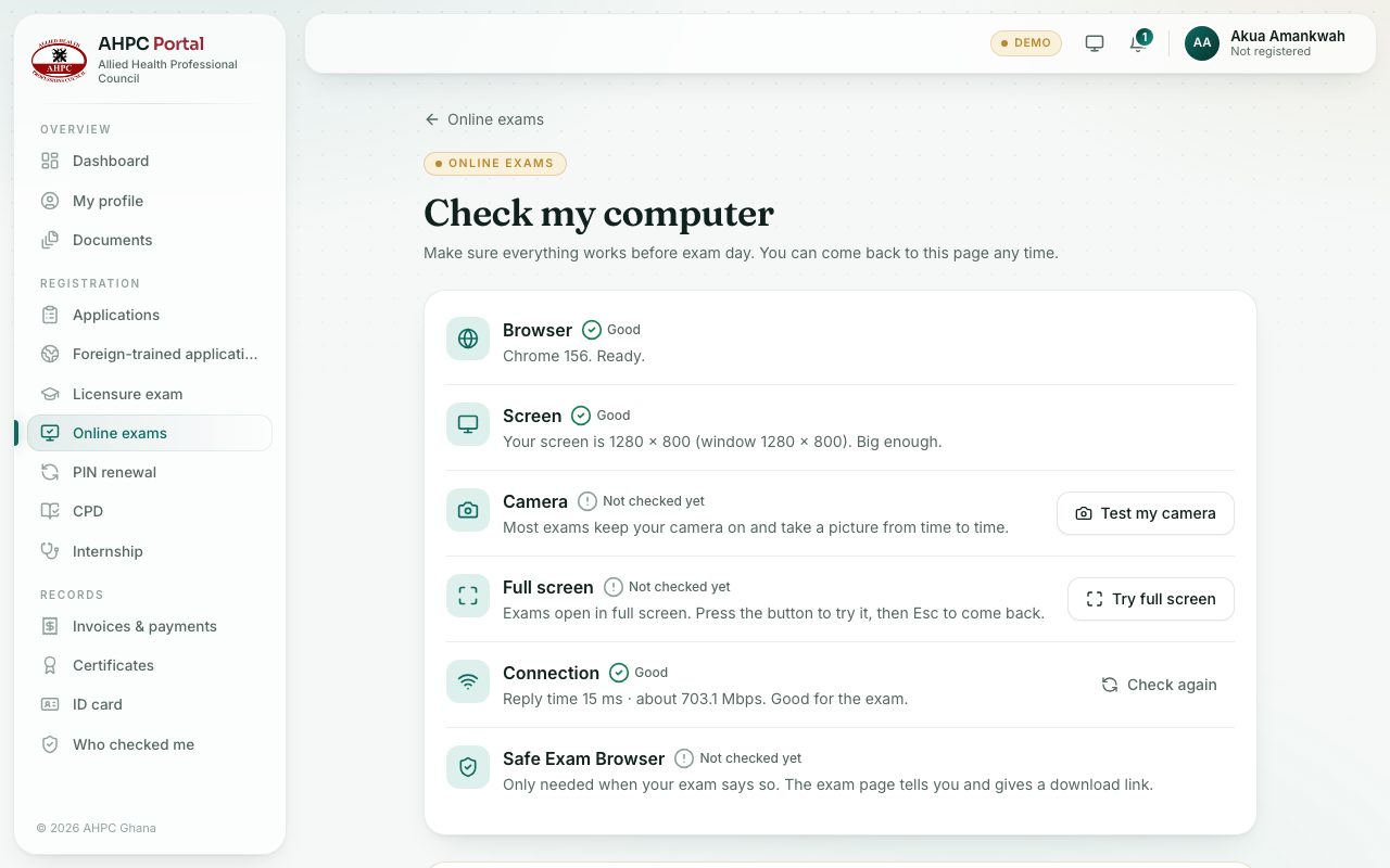 Check my computer: each item with a verdict.