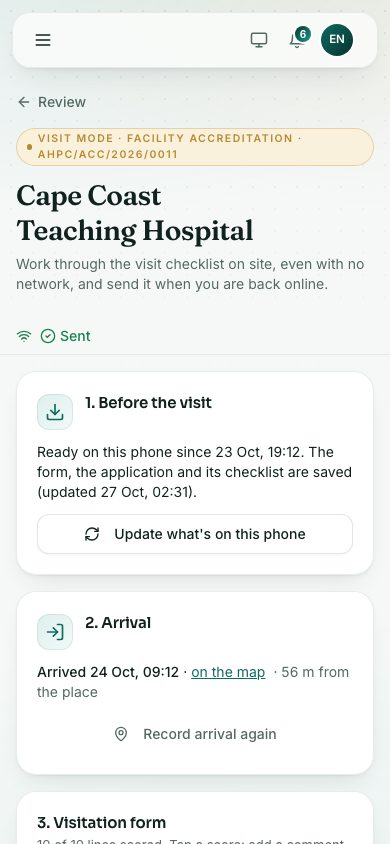 Visit mode on a phone: the status bar at the top and 1. Before the visit.