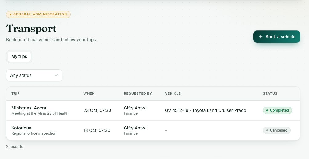 Book a vehicle and follow your trips.